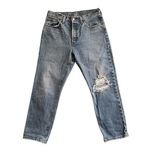 Levi’s 501 Vintage Wash Mid Rise Distressed Straight Leg Jeans W28 Classic Denim